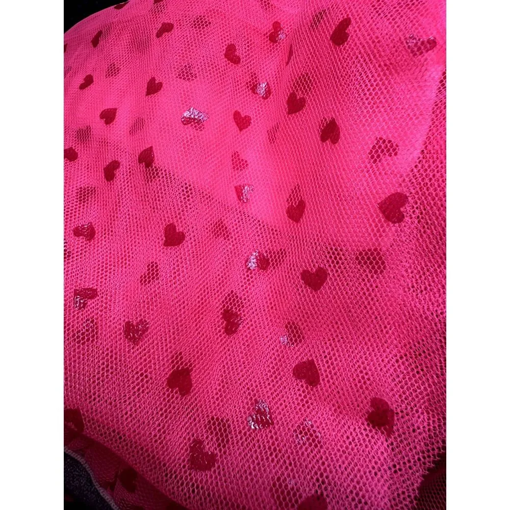 Cat & Jack Neon Pink Hearts Tulle Tutu Ballet Mini Skirt size Girls XL 14/16